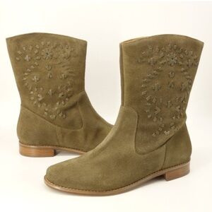 Jack Rogers Olive Green Suede Kaitlin Ankle Boots Size 6.5